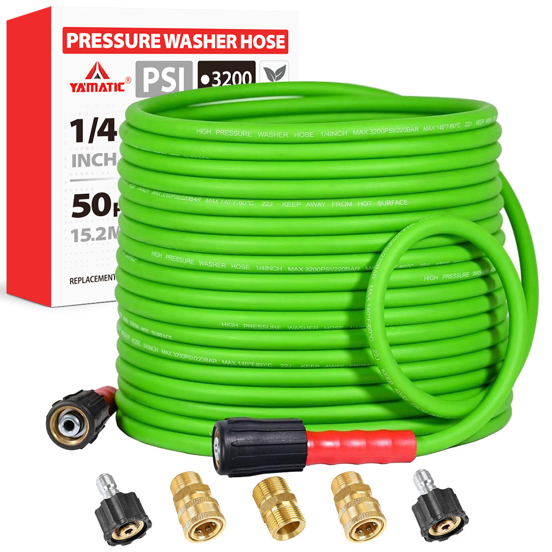 50FT Super Flexible Pressure Washer Hose with Quick Connect 3200