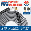 100FT 3/8" Non Marking Rubber Pressure Washer Hose 4200 PSI-3
