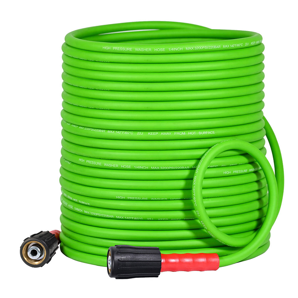 100FT Super Flexible Pressure Washer Hose 3200 PSI (Green)