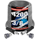 100FT 3/8" Non Marking Rubber Pressure Washer Hose Stainless Steel Connect 4200 PSI-1