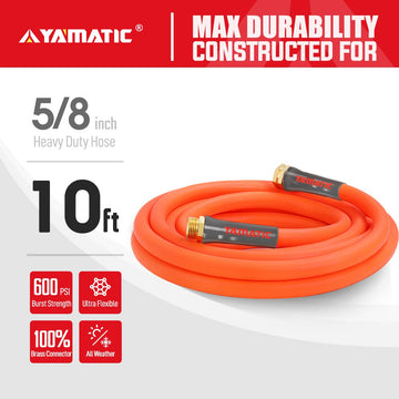 YAMATIC Heavy Duty Short Garden Hose 5/8 in x 10 ft, Super Flexible Leader hose,All-weather, Lightweight, GHSE 5P10AH-WFS-A - 0