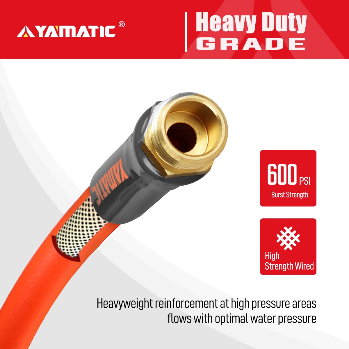 YAMATIC Heavy Duty Short Garden Hose 5/8 in x 10 ft, Super Flexible Leader hose,All-weather, Lightweight, GHSE 5P10AH-WFS-A