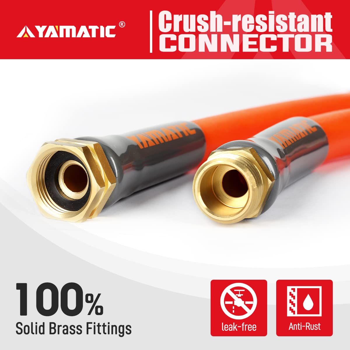 YAMATIC Heavy Duty Short Garden Hose 5/8 in x 10 ft, Super Flexible Leader hose,All-weather, Lightweight, GHSE 5P10AH-WFS-A
