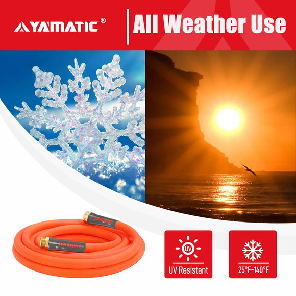 YAMATIC Heavy Duty Short Garden Hose 5/8 in x 10 ft, Super Flexible Leader hose,All-weather, Lightweight, GHSE 5P10AH-WFS