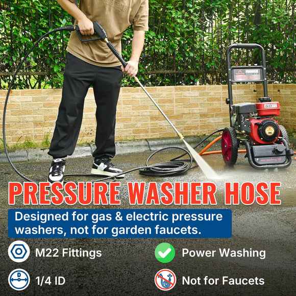25FT Kink Resistant Pressure Washer Hose 3200 PSI