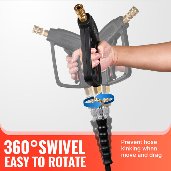 Pressure Washer Gun Kit 3/8" Swivel Inlet 4200 PSI (with 100FT Rubber Hose)