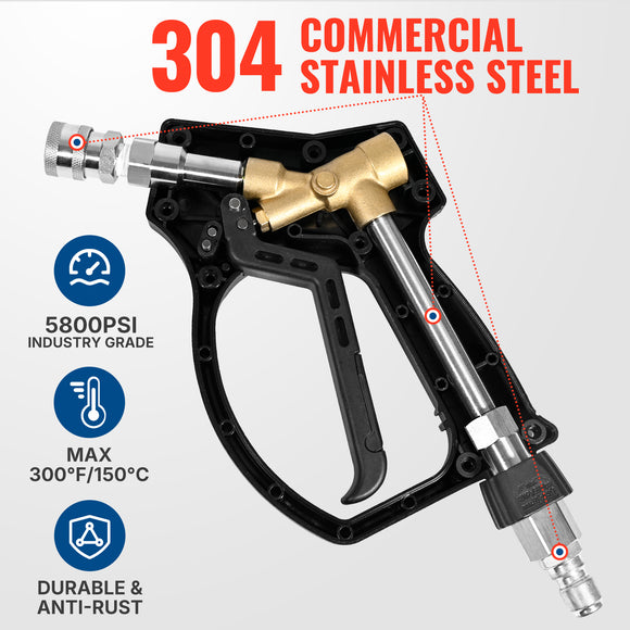 Short Pressure Washer Gun 3/8" Swivel Inlet 5800 PSI