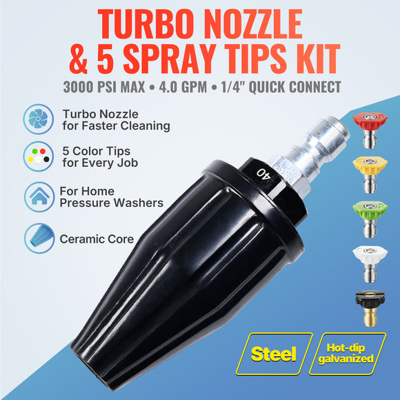 Turbo Nozzle with 5 Spray Nozzles 3000 PSI 4.0 GPM