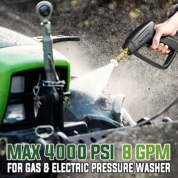 YAMATIC High Pressure Washer Short Gun with M22-14mm Inlet, Power Washer Spray Handle with 5 Spray Nozzle Tips, Replacement for Ryobi, Simpson, Crafts