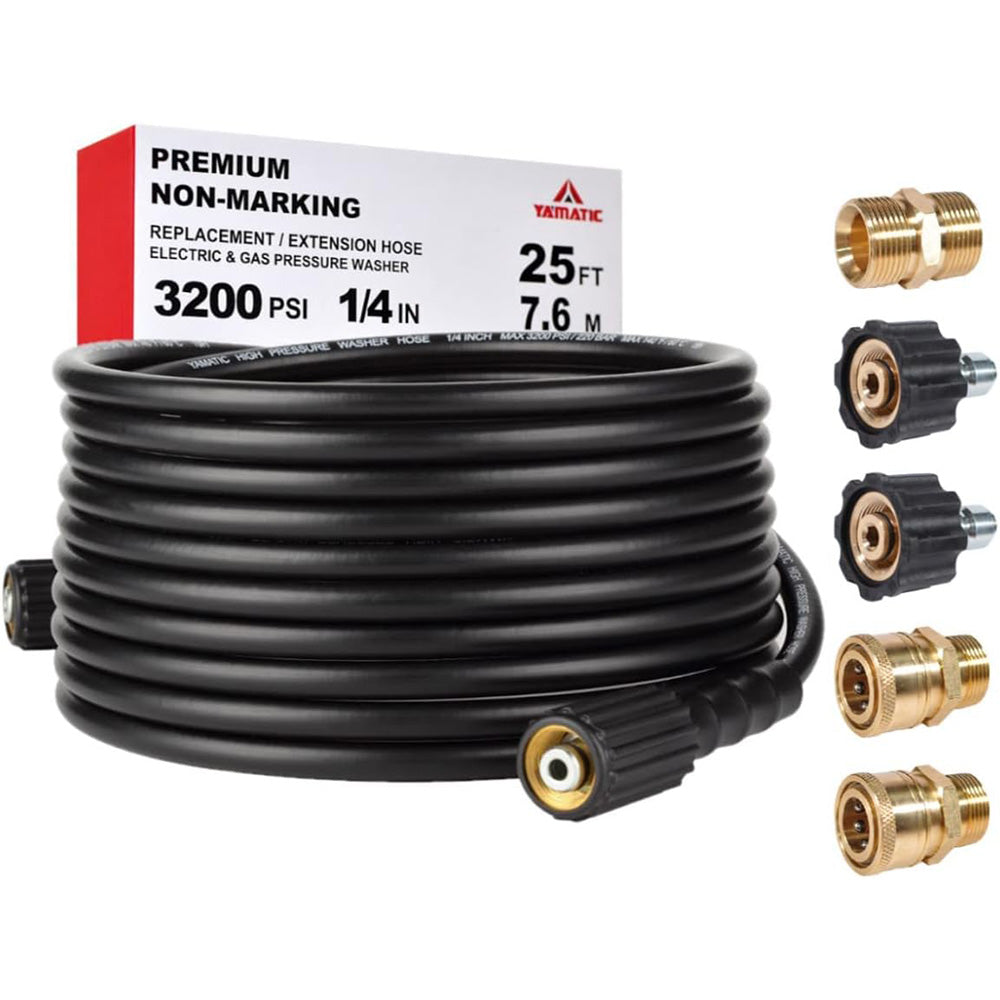 25FT Kink Resistant Pressure Washer Hose with Quick Connect 3200 PSI