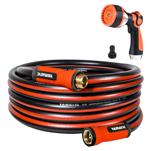 50FT Durable 5/8'' Garden Hose with Nozzle