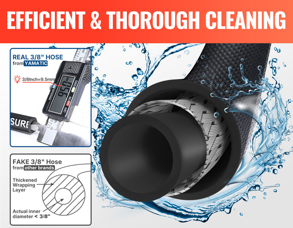 100FT 3/8" Rubber Pressure Washer Hose 4000 PSI