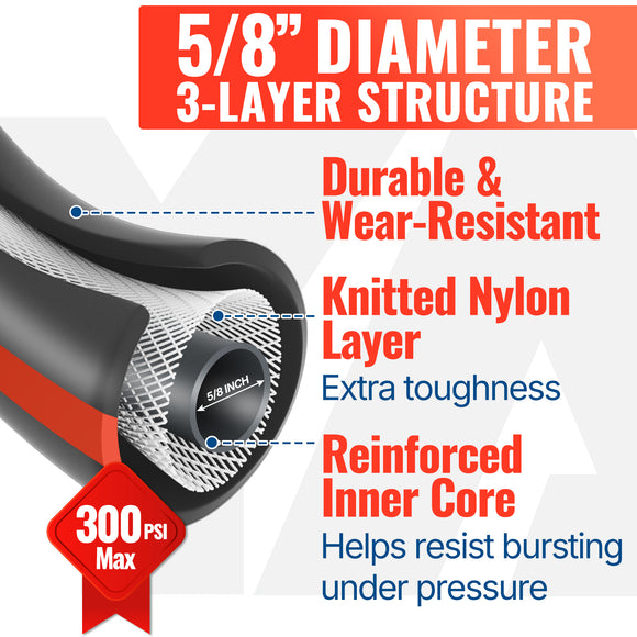 100FT Durable 5/8'' Garden Hose