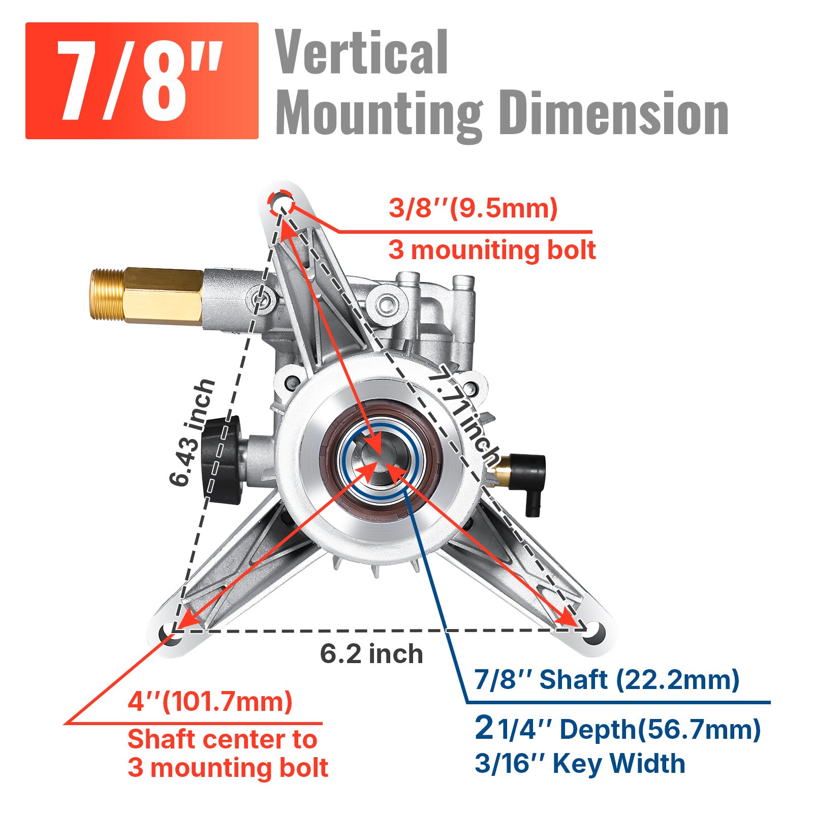(WS) 7/8" Shaft Vertical Pump 3000 PSI 2.5 GPM
