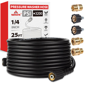 25FT Kink Resistant Pressure Washer Hose with Quick Connect 3200 PSI