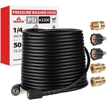 50FT Kink Resistant Pressure Washer Hose with Quick Connect 3200 PSI