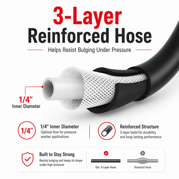 50FT Pressure Washer Hose with Extension Adapter