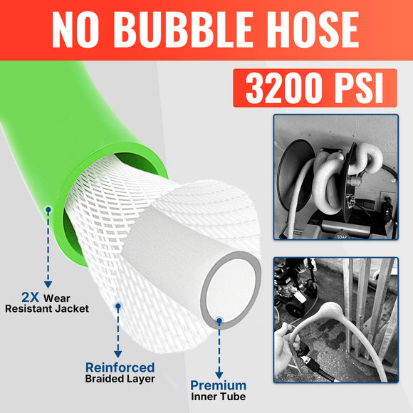 100FT Super Flexible Pressure Washer Hose with Quick Connect 3200 PSI