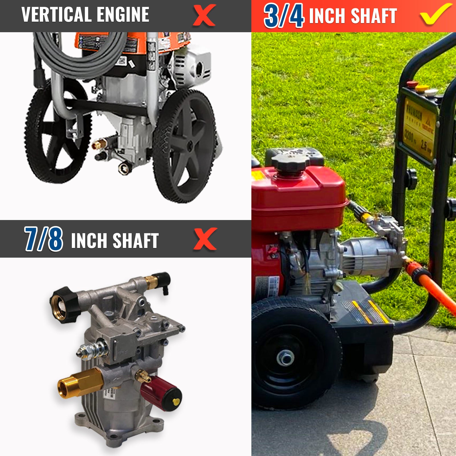 3/4" Shaft Horizontal Pump With Tips 3400 PSI @ 2.5 GPM