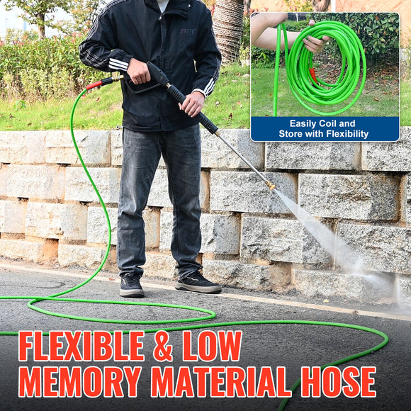 25FT Super Flexible Pressure Washer Hose 3200 PSI (Green)