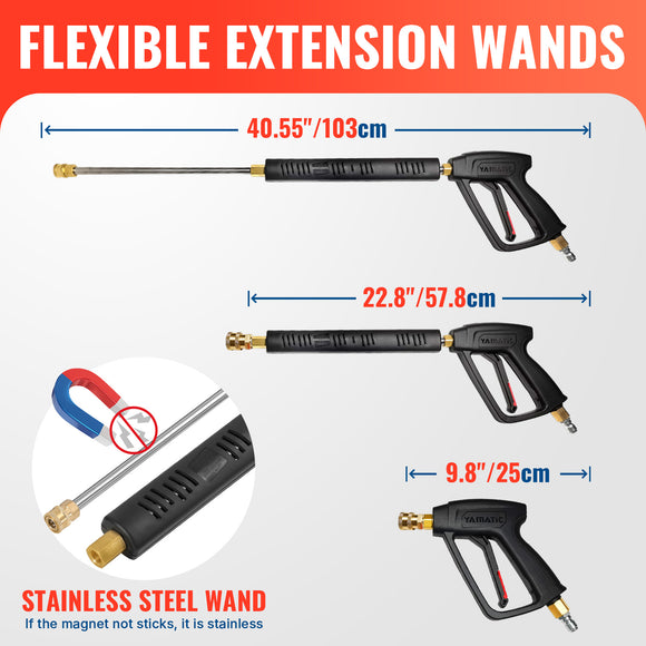 Pressure Washer Gun Kit 3/8" Swivel Inlet 4200 PSI (with 100FT Rubber Hose)