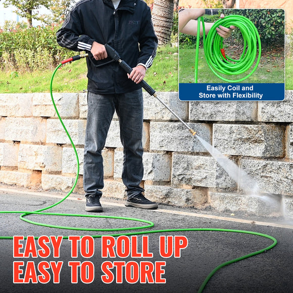 25FT Super Flexible Pressure Washer Hose with Quick Connect 3200 PSI