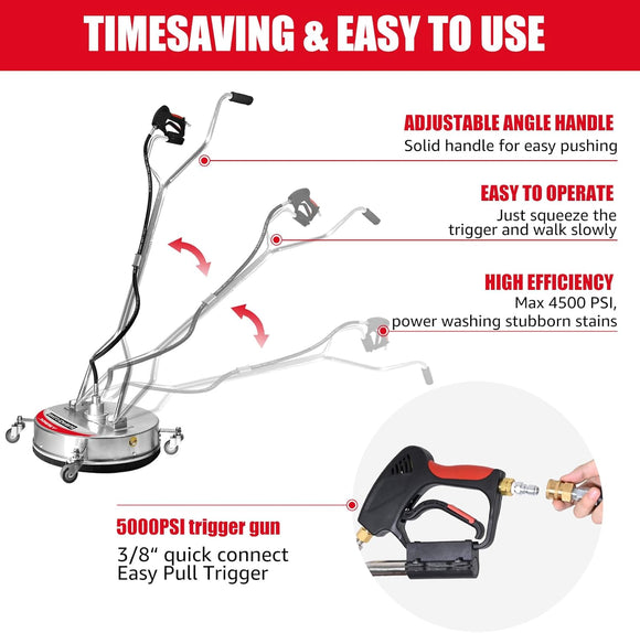 21" Surface Cleaner Stainless Steel House 4500 PSI 5.0 GPM