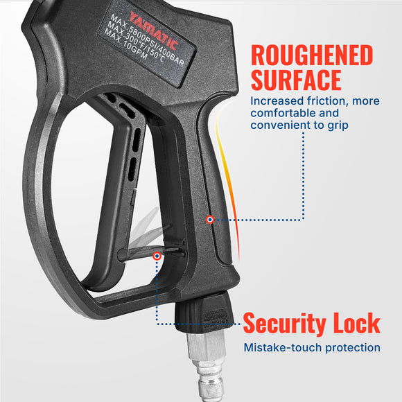 Short Pressure Washer Gun 3/8" Swivel Inlet 5800 PSI