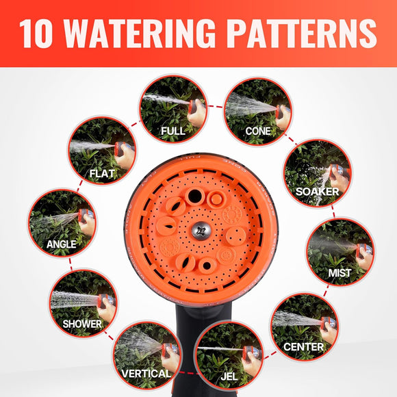 50FT Durable 5/8'' Garden Hose with Nozzle