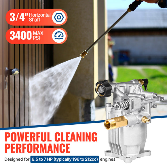 3/4" Shaft Horizontal Pump 3400 PSI @ 2.5 GPM