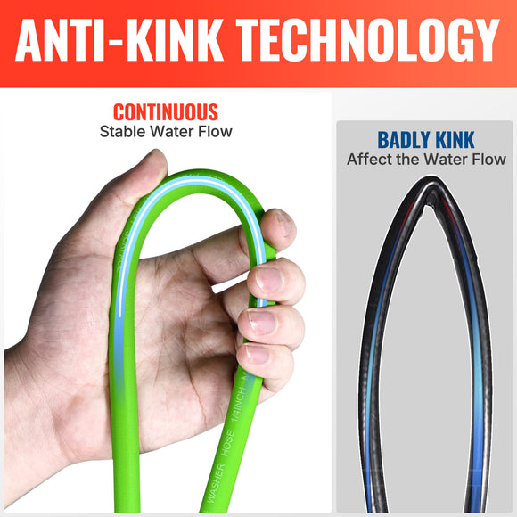 50FT Flexible Pressure Washer Hose With Heat-resistant Sleeve 3400 PSI