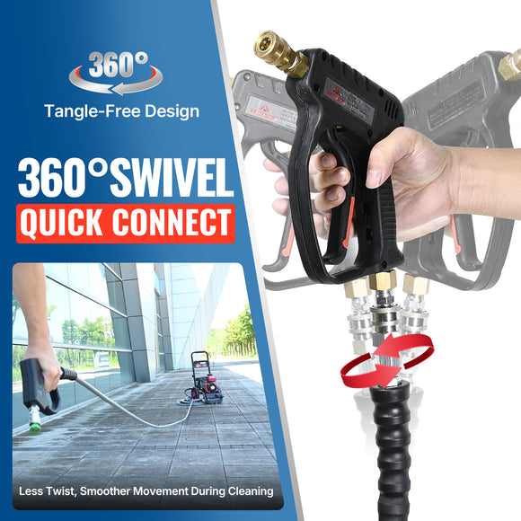 50FT 3/8" Non Marking Rubber Pressure Washer Hose Stainless Steel Connect 4200 PSI