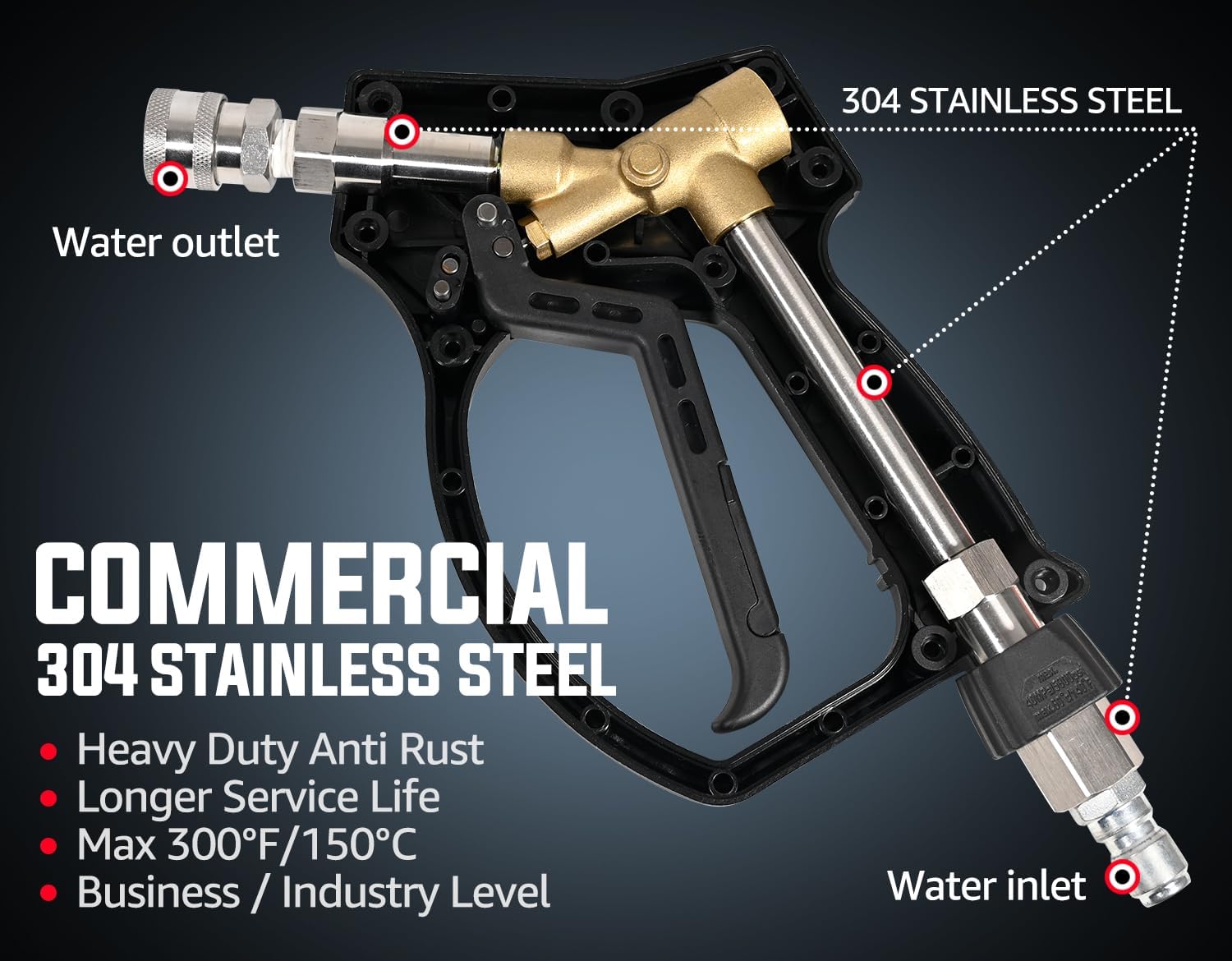 Short Pressure Washer Gun 3/8" Swivel Inlet 5000 PSI