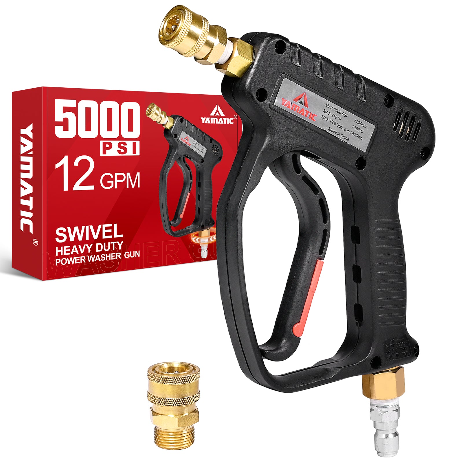 Short Pressure Washer Gun with 3/8" Swivel Inlet 5000 PSI
