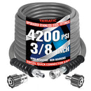 50FT 3/8" Non Marking Rubber Pressure Washer Hose Stainless Steel Connect 4200 PSI-1