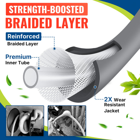 50FT Super Flexible Pressure Washer Hose with Quick Connect 3200 PSI