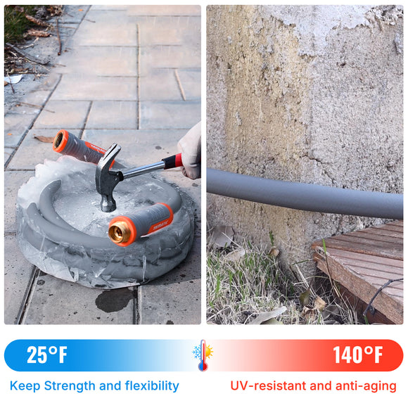 100FT Easy-grip 5/8'' Garden Hose (Grey)