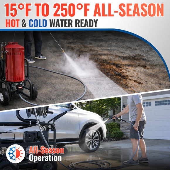 50FT 3/8" Non Marking Rubber Pressure Washer Hose Stainless Steel Connect 4200 PSI