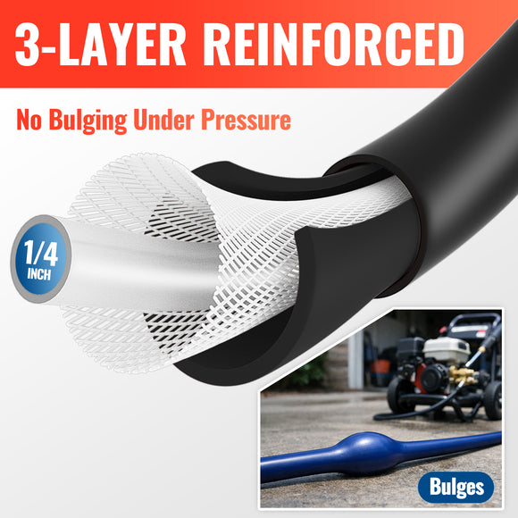 25FT Kink Resistant Pressure Washer Hose 3200 PSI