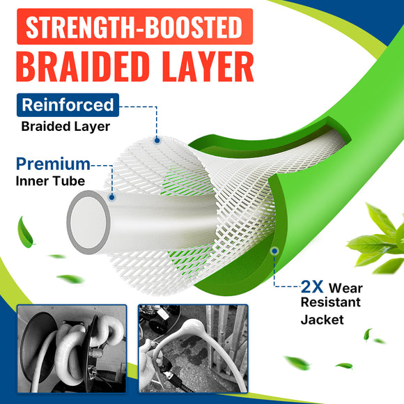 25FT Super Flexible Pressure Washer Hose with Quick Connect 3200 PSI