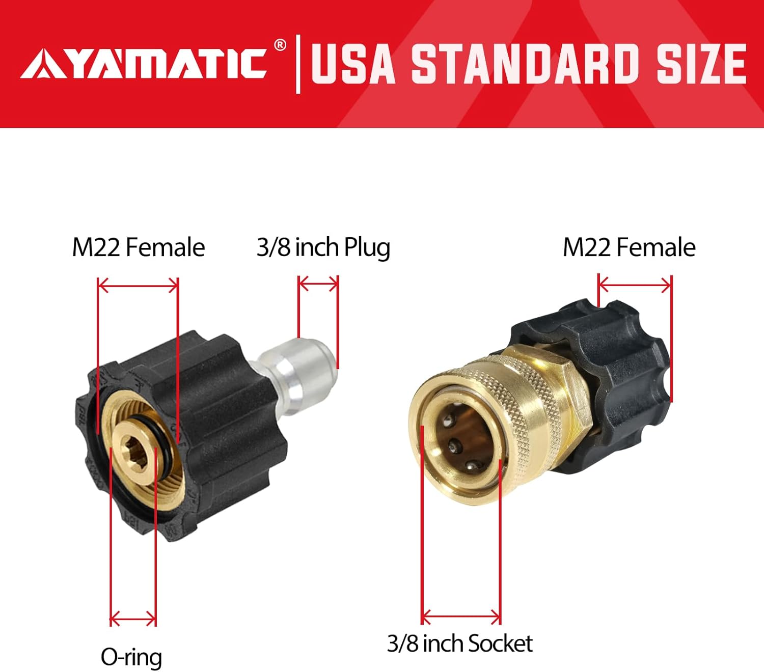 M22 Female to 3/8" Socket & Plug 4000 PSI