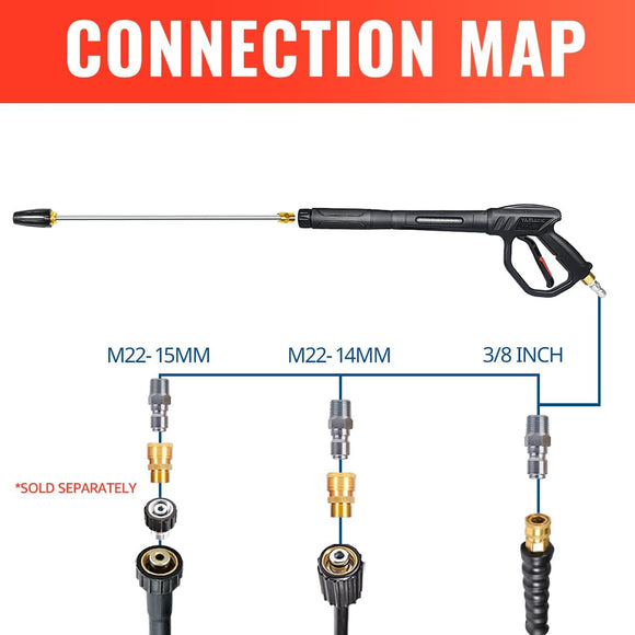 Pressure Washer Gun Kit with Turbo Nozzle 4000 PSI