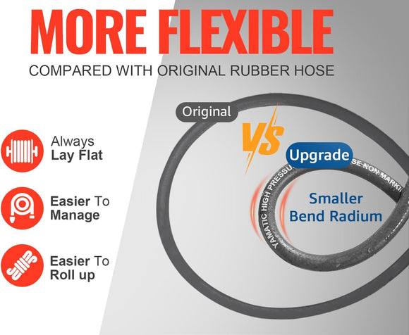 100FT 3/8" Non Marking Rubber Pressure Washer Hose Stainless Steel Connect 4200 PSI