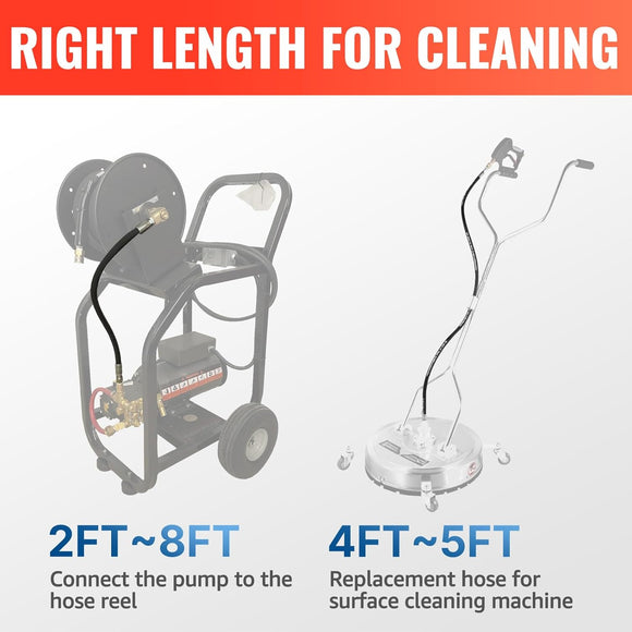 2FT 3/8" Pressure Washer Whip Hose with Plug 4000 PSI