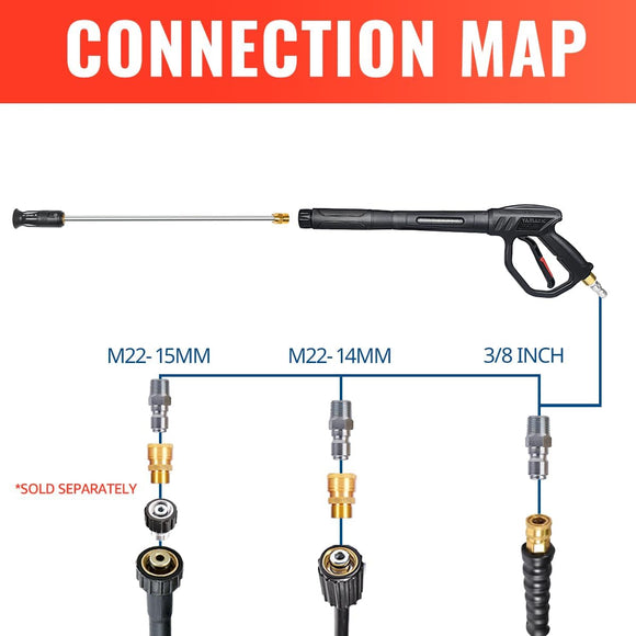Pressure Washer Gun Kit with Adjustable Nozzle 4000 PSI