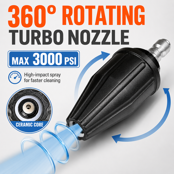 50FT Pressure Washer Hose, Gun & Turbo Nozzle