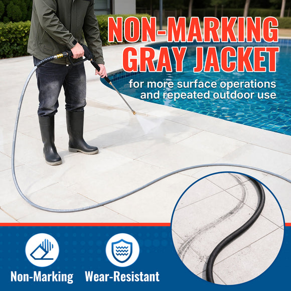100FT 3/8" Non Marking Rubber Pressure Washer Hose 4200 PSI