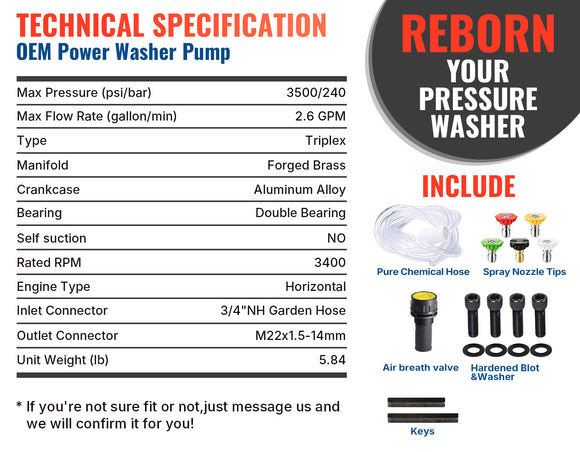 Triplex 3/4" Shaft Pump 3300 PSI 3.0 GPM