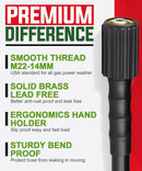 YAMATIC Pressure Washer Hose 25 FT 1/4" | M22-14mm Brass Thread Replacement | 3200 PSI-5