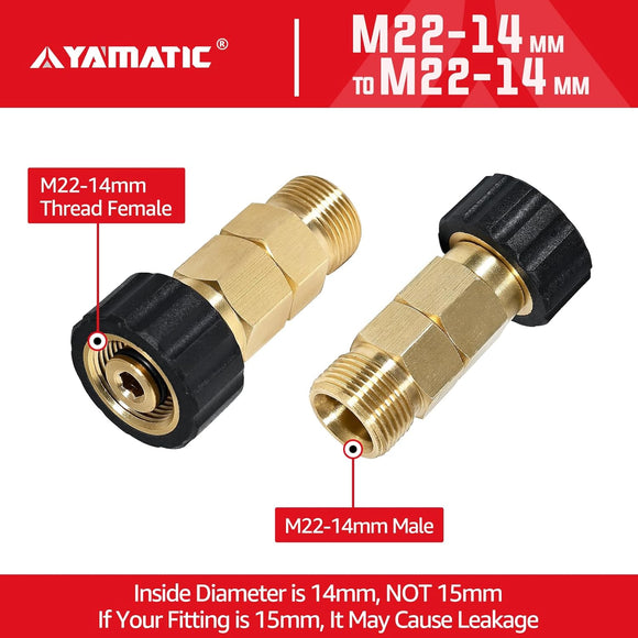 M22-14mm Female to M22-14 Male Swivel Adapter 5000PSI